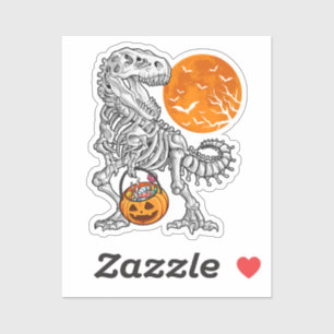 Pegatina Halloween Boys Dinosaur Skeleton T rex Scary Pumpk