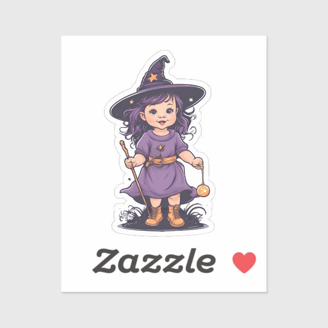 Pegatina Halloween, bruja 16 bebé, bruja amorosa, para niño (Hoja)