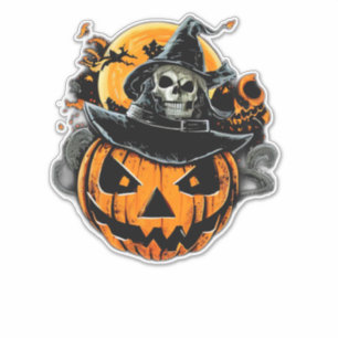 Pegatina Halloween/Calabaza/Calavera/Octubre