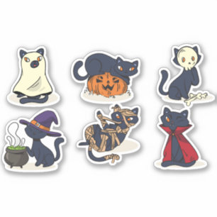 PEGATINA HALLOWEEN CAT POSTEA EL CONJUNTO DE VECTORES