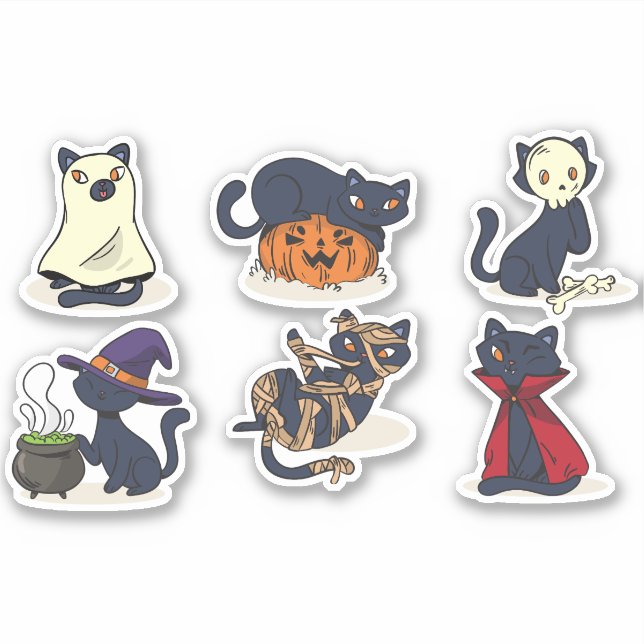 PEGATINA HALLOWEEN CAT POSTEA EL CONJUNTO DE VECTORES (Anverso)