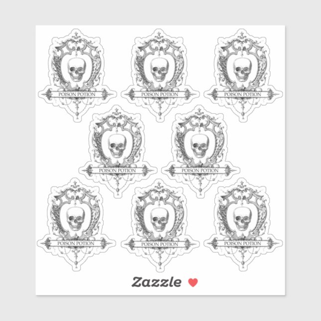 Pegatina Halloween con veneno venenoso de 1,5" x 2" (Hoja)