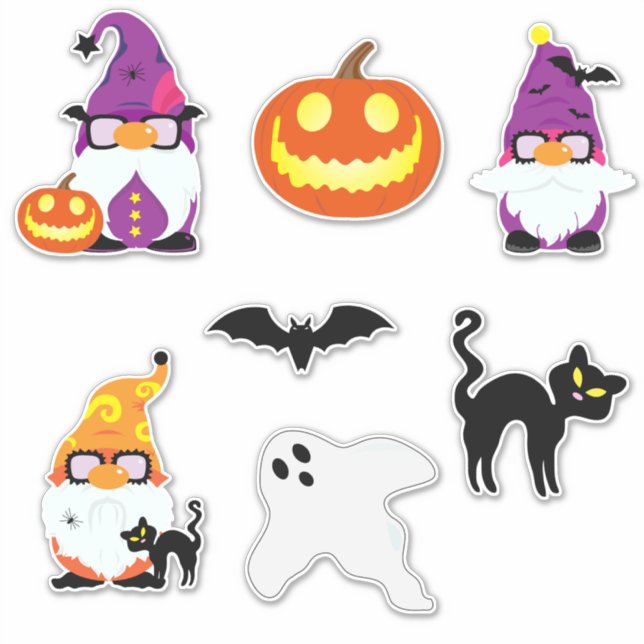 Pegatina Halloween Cute Gnome (Anverso)