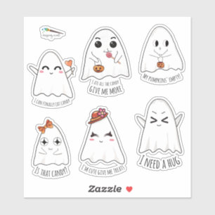 Pegatina Halloween Cute Kawaii Personalizado fantasma Cut V