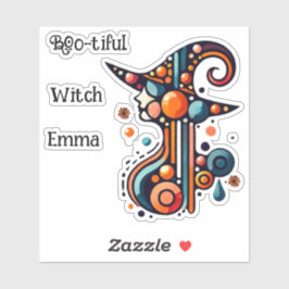 Pegatina Halloween de brujas coloridas, elegantes y abstrac