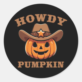 Pegatina Halloween de Howdy Pumpkin Cowboy