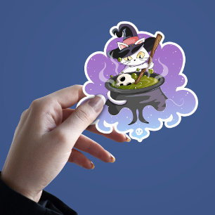 Pegatina Halloween de la poción de gatos brutos