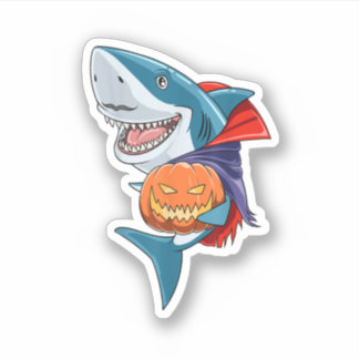 Pegatina Halloween de tiburones adoran el regalo de calabaz