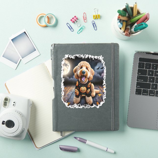 Pegatina Halloween del perro Goldendoodle (Funda para iPad)