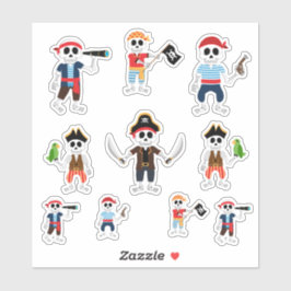 Pegatina Halloween del Pirata de Skeleton