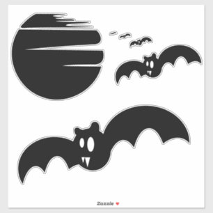 Pegatina Halloween en los murciélagos y la luna