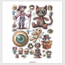 Pegatina Halloween espeluznante horror oscuro ARt Collage s