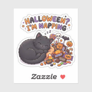 Pegatina Halloween Estoy Durmiendo Gato Negro Dulces