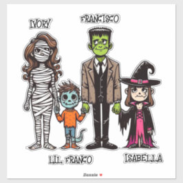 Pegatina Halloween familiar personalizado y espeluznante
