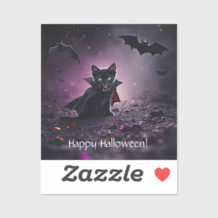 Pegatina Halloween Gato Negro Vampiro Lindo