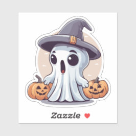 Pegatina Halloween: Geist mit Kürbissen - 