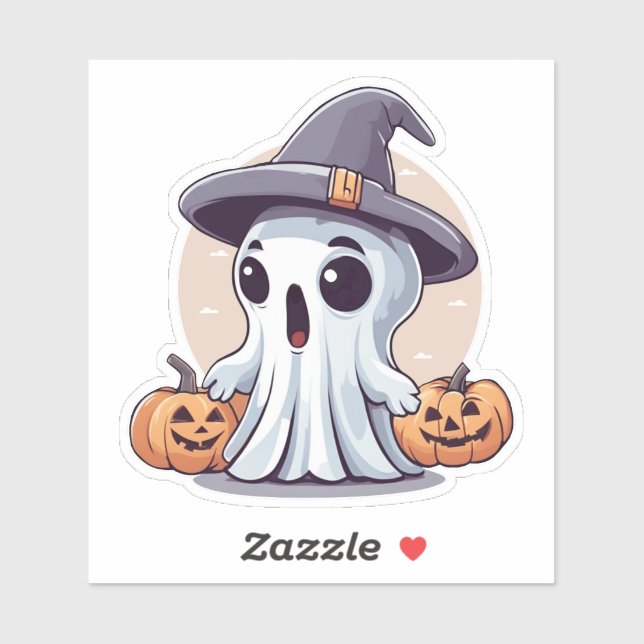 Pegatina Halloween: Geist mit Kürbissen -  (Hoja)