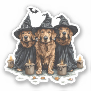 Pegatina Halloween Golden Retriever Perro Jack O Lantern