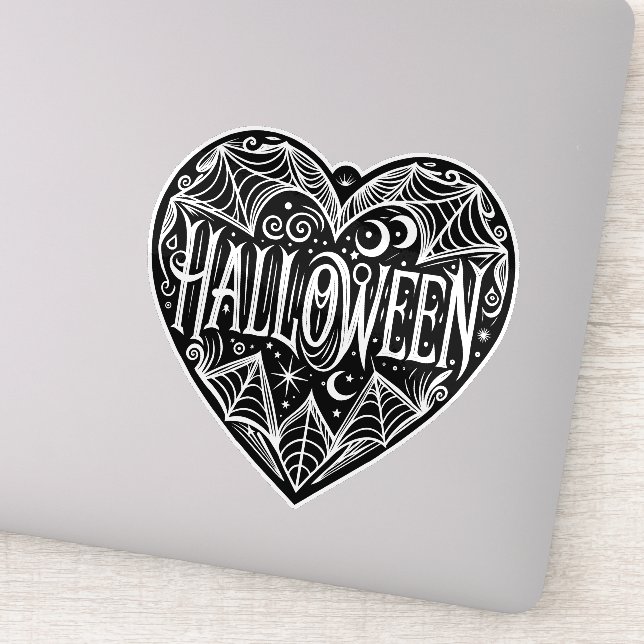 Pegatina Halloween Heart, Black Heart Shape, Holiday (Detalle)