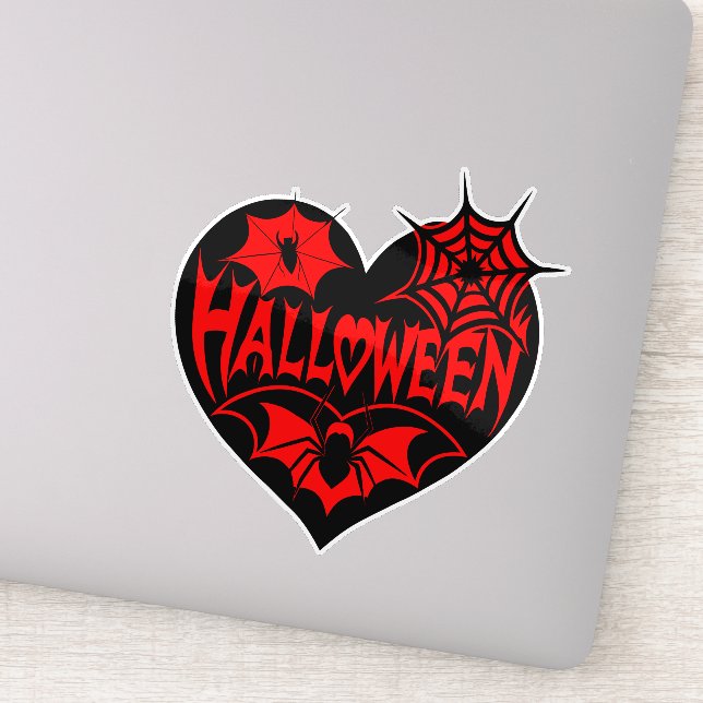 Pegatina Halloween Heart, Black Heart Shape, Spider Web (Detalle)