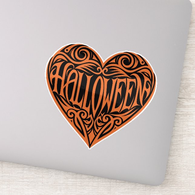 Pegatina Halloween Heart, Orange Heart, Holiday (Detalle)