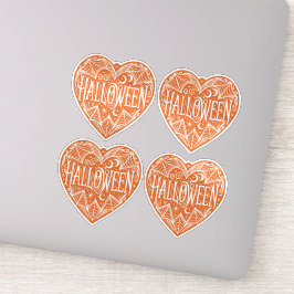 Pegatina Halloween Heart, Orange Heart Shape, Holiday