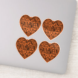 Pegatina Halloween Heart, Orange Heart Shape, Holiday