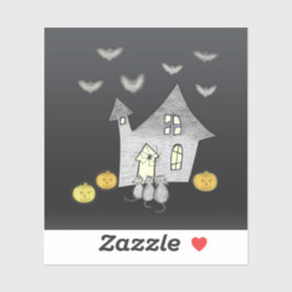 Pegatina Halloween House, gatos negros, murciélagos, calaba