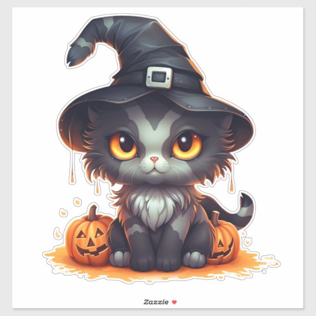 Pegatina Halloween Kitten (Hoja)
