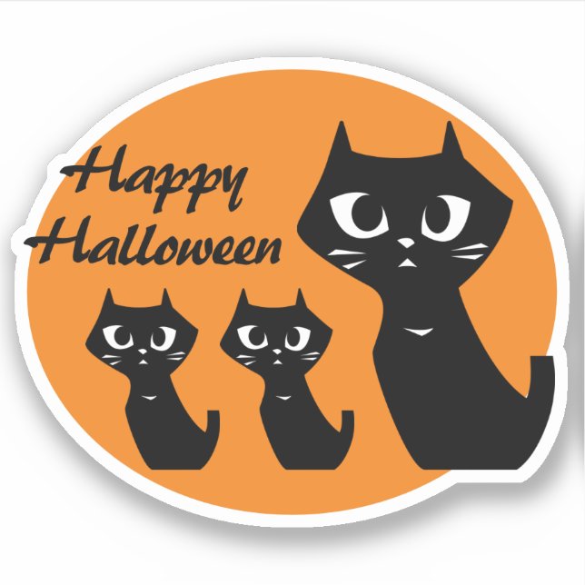 Pegatina Halloween Lucky Black Cats (Anverso)