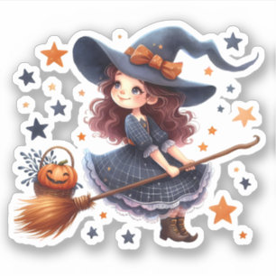 Pegatina Halloween - Pequeña Bruja y su cuarto