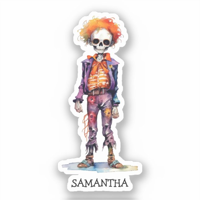 Pegatina Halloween Personalizado Cute Kid Zombie (6) (Anverso)