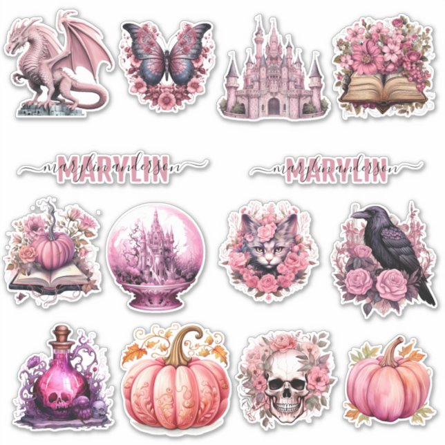 PEGATINA HALLOWEEN PINK GOTHIC SPOOKY PERSONALIZADO (Anverso)