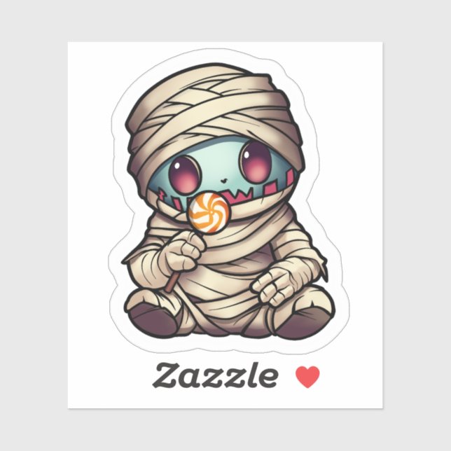 Pegatina Halloween Psicoamigos Personalizado de la momia (Hoja)