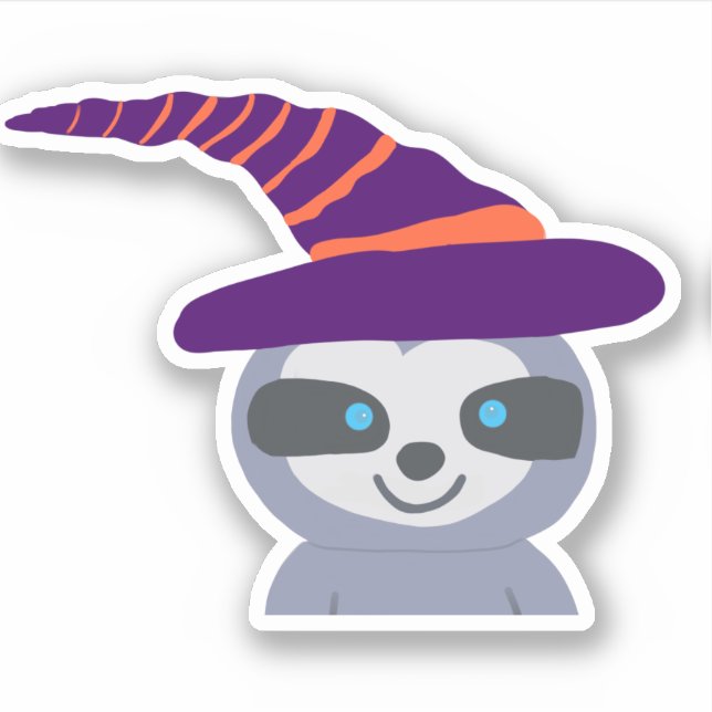 Pegatina Halloween Sloth en el Gorra de Brujas (Anverso)