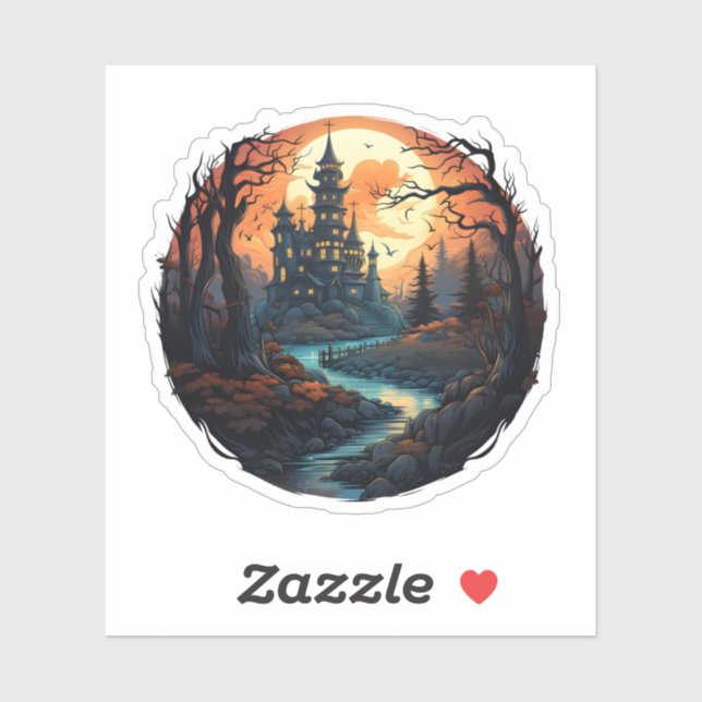 Pegatina Halloween Spooky Haunty House (Hoja)