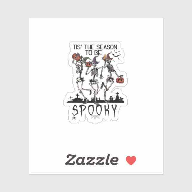 Pegatina Halloween Tis The Season To Spooky Dancing Skeleto (Hoja)