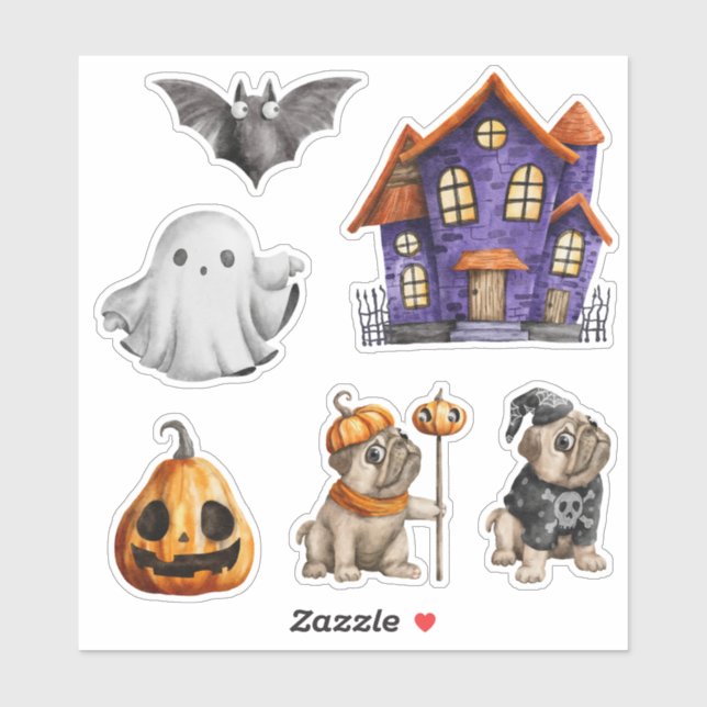 Pegatina Halloween Town atormentó a los Bulldoges (Hoja)