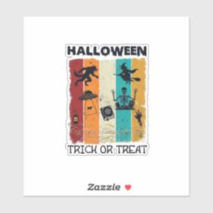 Pegatina Halloween Truco o Trato Hombre Lobo Bruja Esquelet