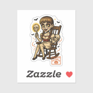 Pegatina Halloween, una muñeca hinchada de alfiler, espeluz