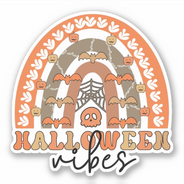 Pegatina Halloween Vibes Boho Rainbow Fall Halloween (Anverso)