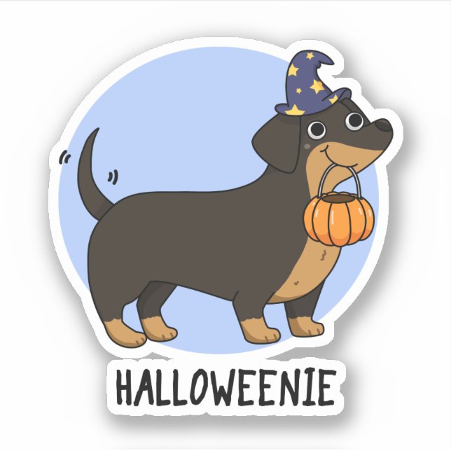 Pegatina Halloweenie Funny Sausage Dog Pun (Anverso)