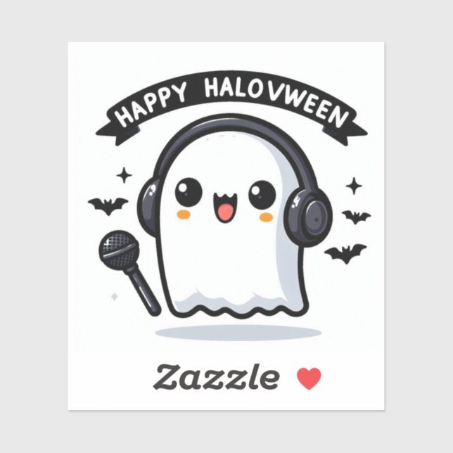 Pegatina Halovween Ghost Singer Halloween (Hoja)