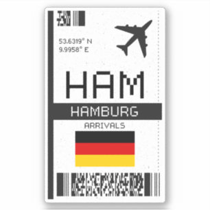 Pegatina HAM Hamburg Boarding Pass - Alemania Travel