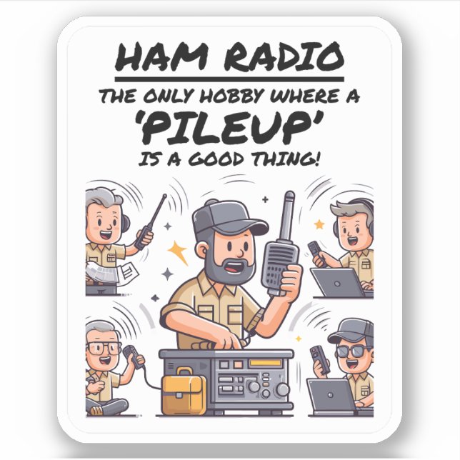 Pegatina Ham Radio Operator Playful Personalizado Hobby (Anverso)
