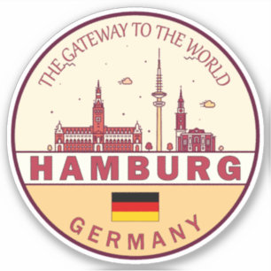 Pegatina Hamburgo Alemania City Skyline Emblem