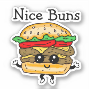 Pegatina Hamburguesa de dibujos animados con buenos glúteos