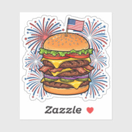 Pegatina Hamburguesa Patriótica y Fuegos Artificiales Pegat