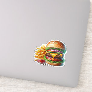 Pegatina Hamburguesa y papas fritas