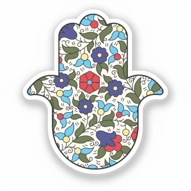 Pegatina Hamsa Hand Khalili Floral (Anverso)